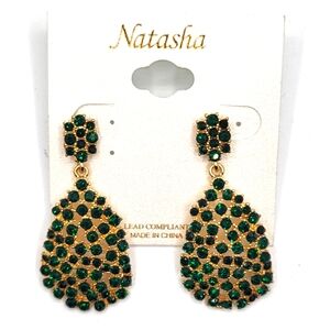 Couture Green and Gold Teardrop Earrings